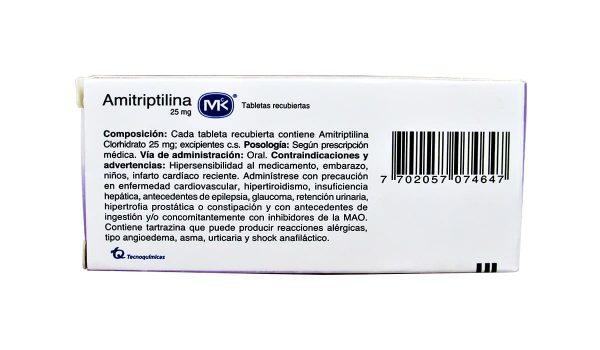 Amitriptilina 25 mg * 30 tabl. recub. MK TECNOQUIMICAS