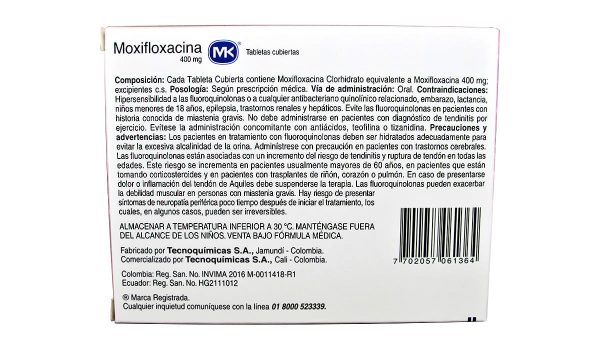 Moxifloxacina MK 400 mg * 7 tabl. TECNOQUIMICAS