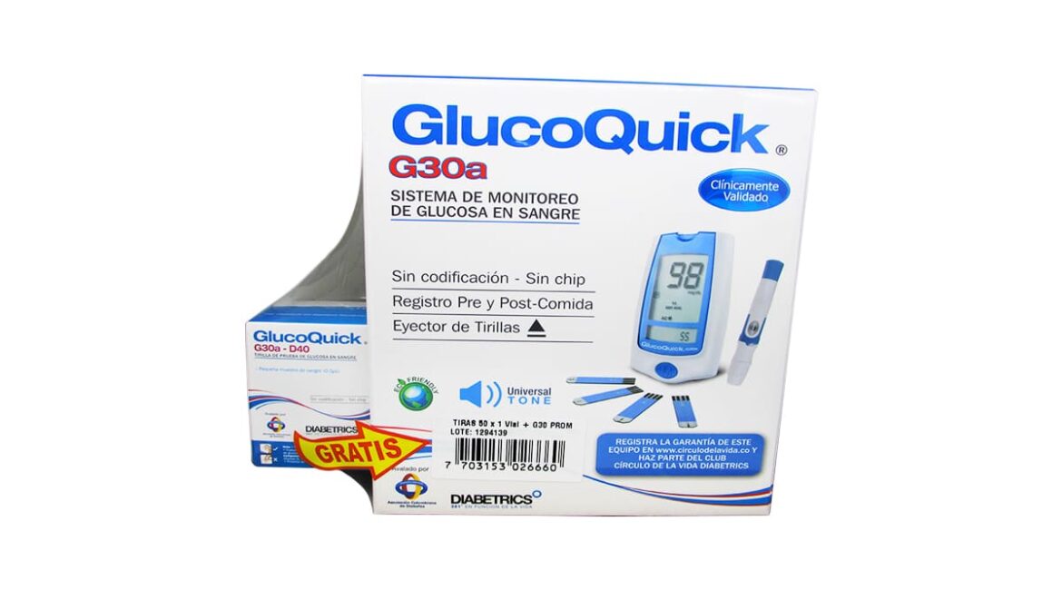 GlucoQuick Glucometro+50 lancetas y tiras G30A