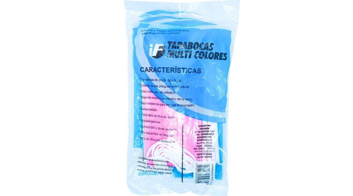 Tapabocas desech colores * 12 unds.